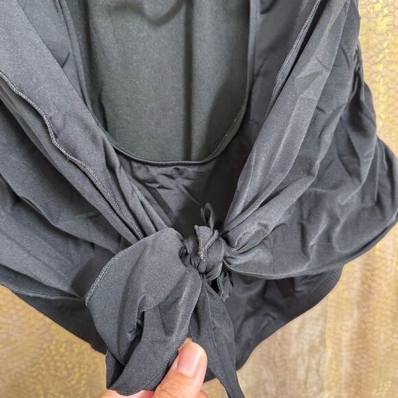 Kona Sol Black Tie Front Or Back One Piece Swimsuit Large - Picture 5 of 8